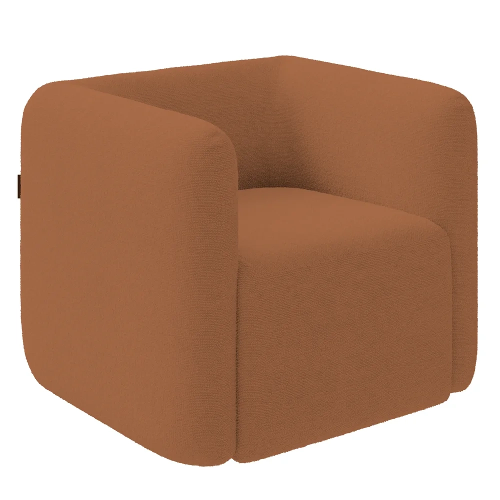 Poltrona para Sala de Estar Decorativa Quadrada Maggie Z08 Boucle Terracota - Mpozenato