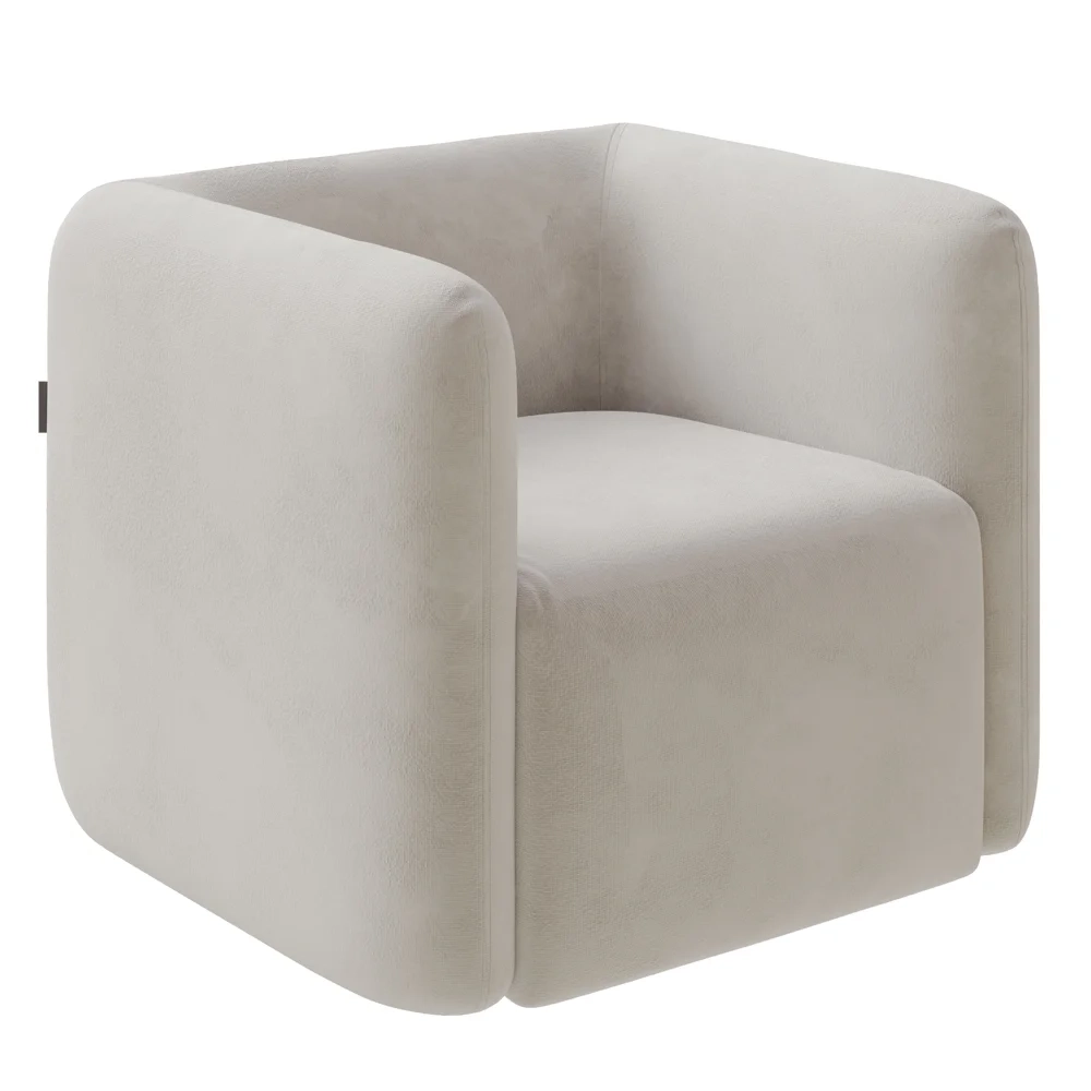 Poltrona para Sala de Estar Decorativa Quadrada Maggie Z08 Veludo Bege - Mpozenato