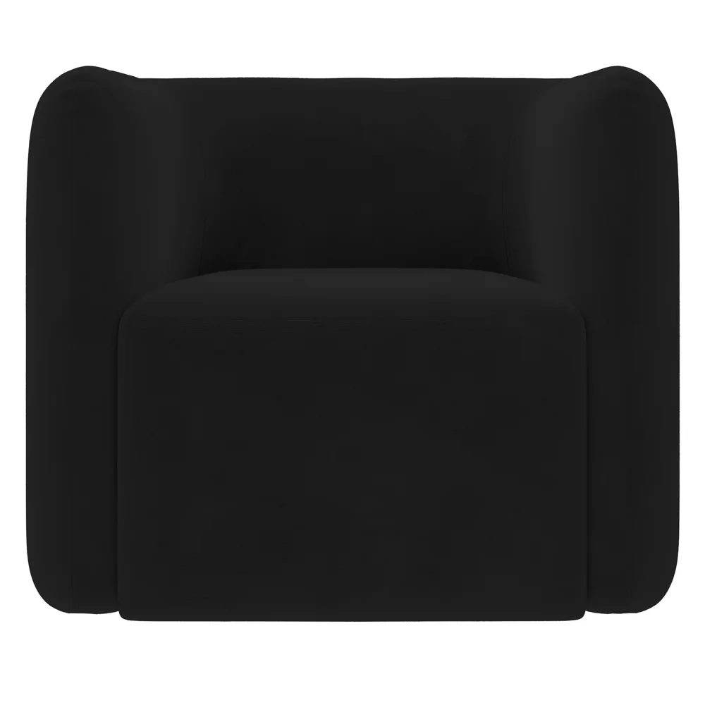 Poltrona para Sala de Estar Decorativa Quadrada Maggie Z08 Veludo Preto - Mpozenato