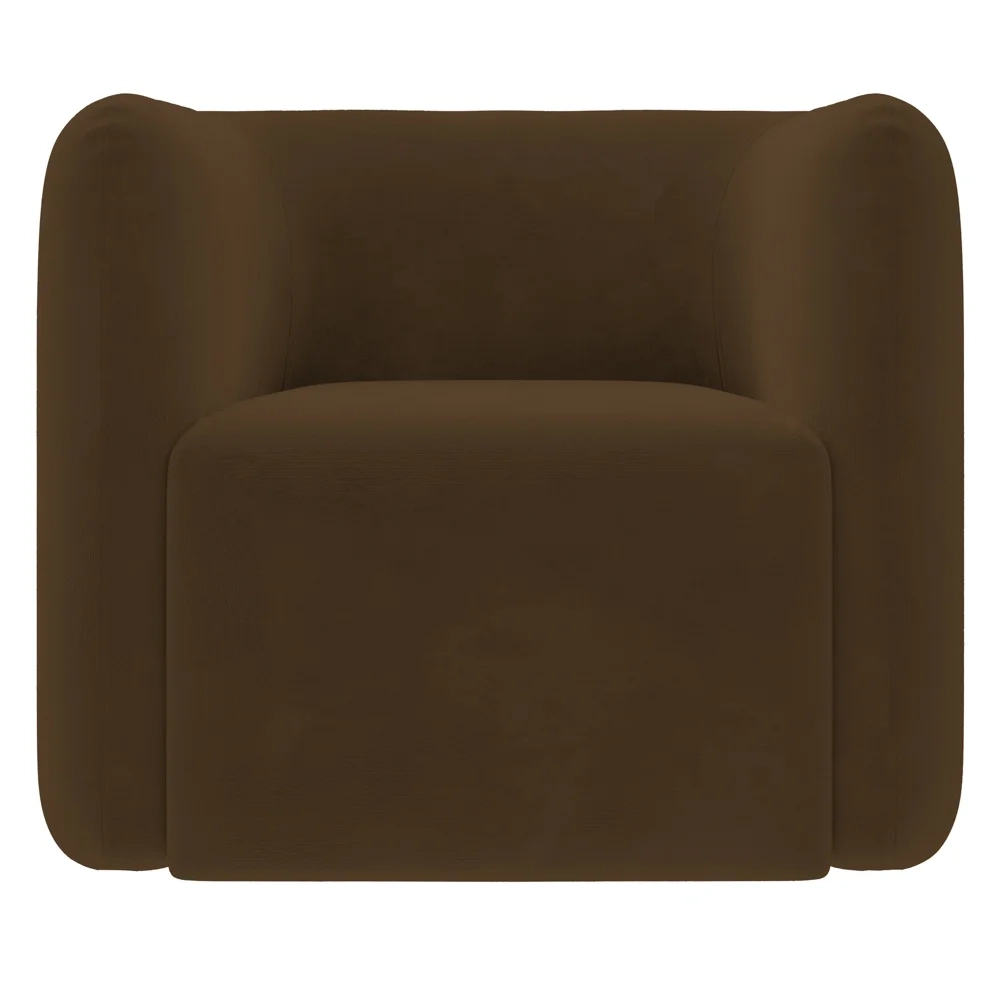 Poltrona para Sala de Estar Decorativa Quadrada Maggie Z08 Veludo Marrom - Mpozenato