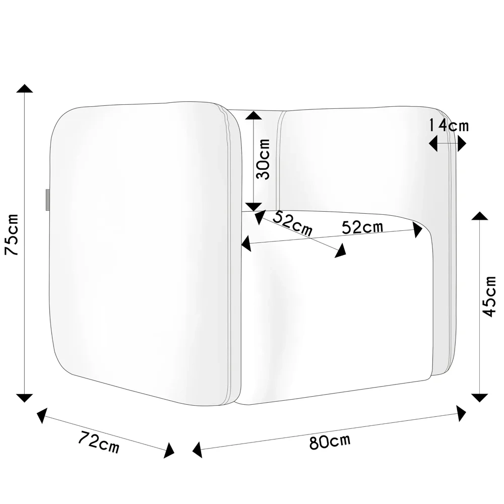 Poltrona para Sala de Estar Decorativa Quadrada Maggie Z08 Veludo Cinza - Mpozenato