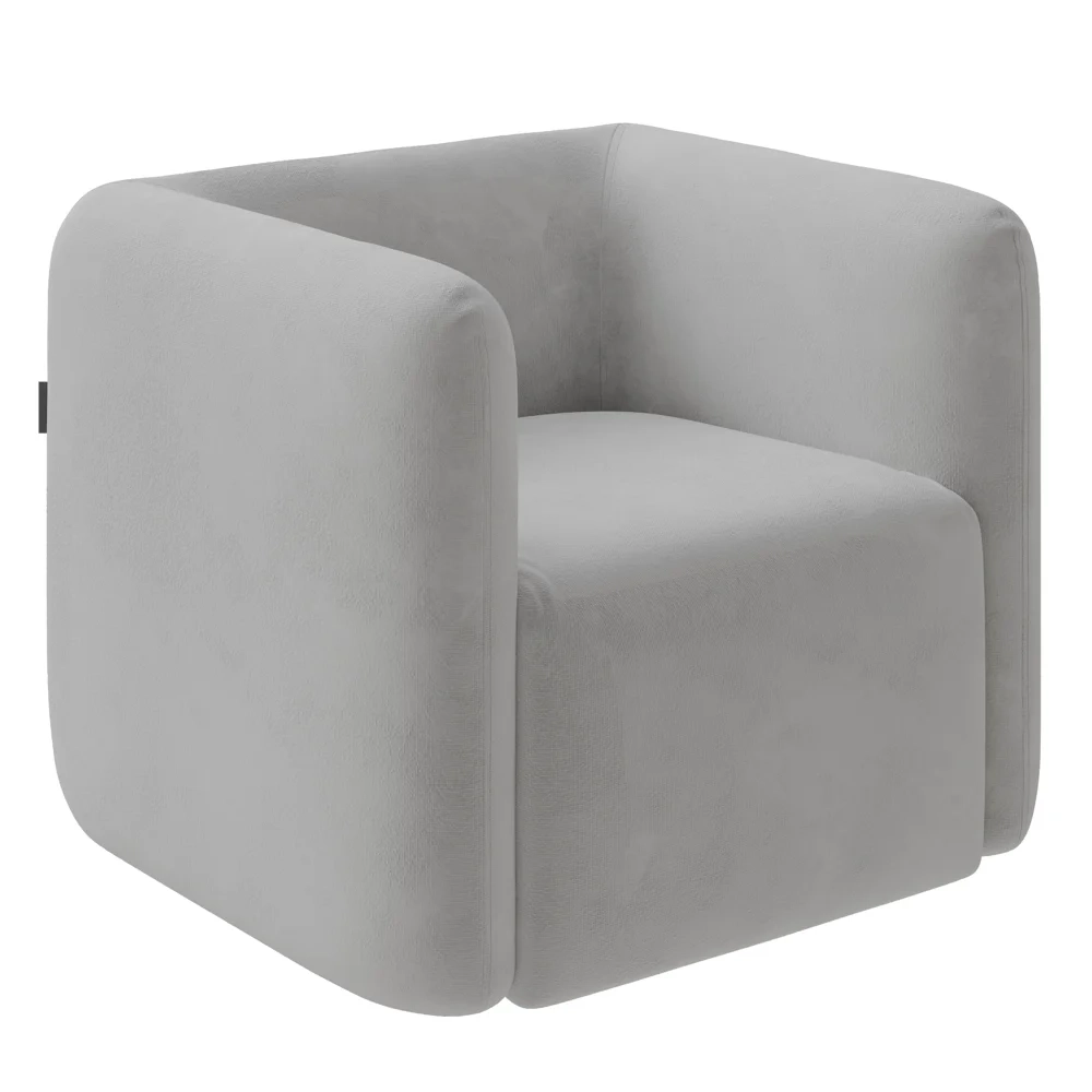 Poltrona para Sala de Estar Decorativa Quadrada Maggie Z08 Veludo Cinza - Mpozenato