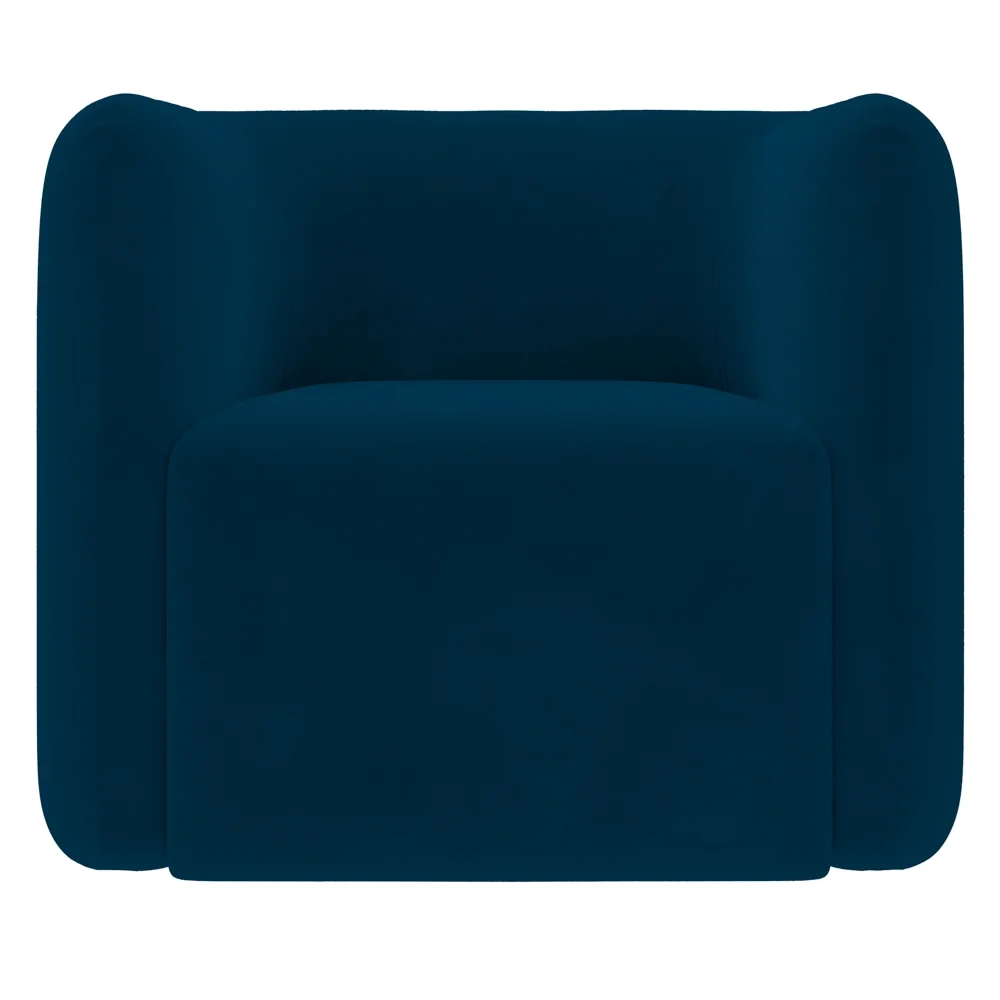 Poltrona para Sala de Estar Decorativa Quadrada Maggie Z08 Veludo Azul Marinho - Mpozenato