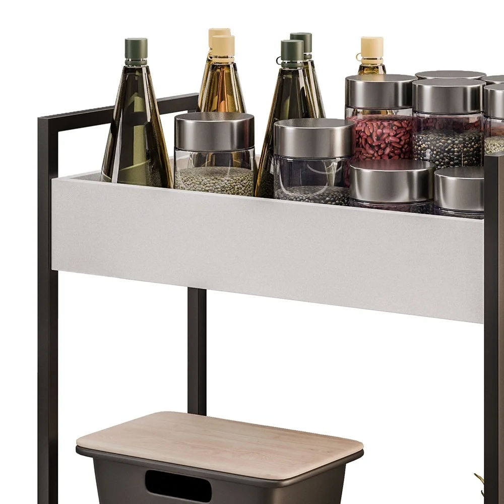 Carrinho Organizador Fruteira 2 Prateleiras Industrial Sara Z34 Branco/Preto - Mpozenato