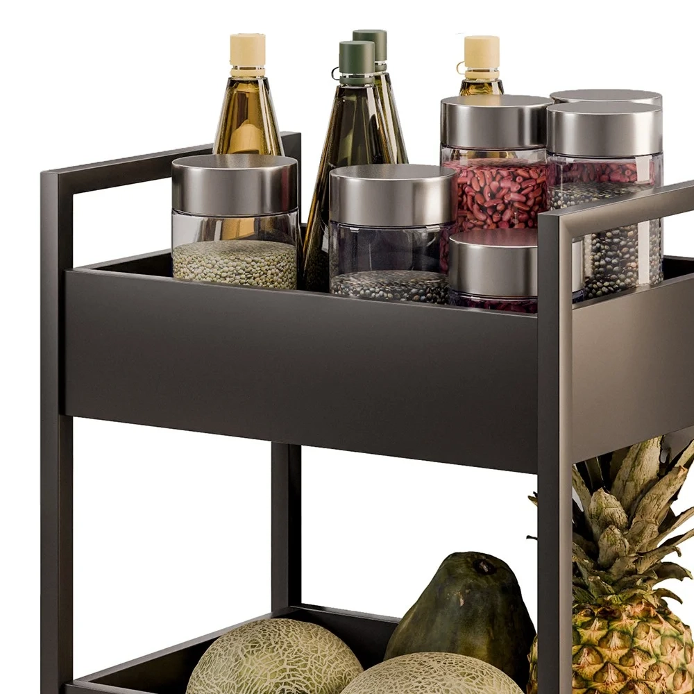 Carrinho Organizador Fruteira 3 Prateleiras Industrial Liss Z34 Preto/Preto - Mpozenato