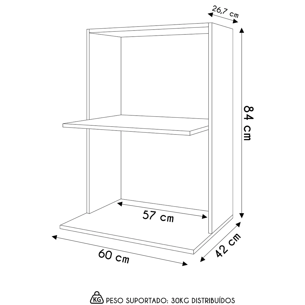 Suporte Micro-Ondas e Forno Armário Aéreo 60cm Turim Z34 Branco - Mpozenato