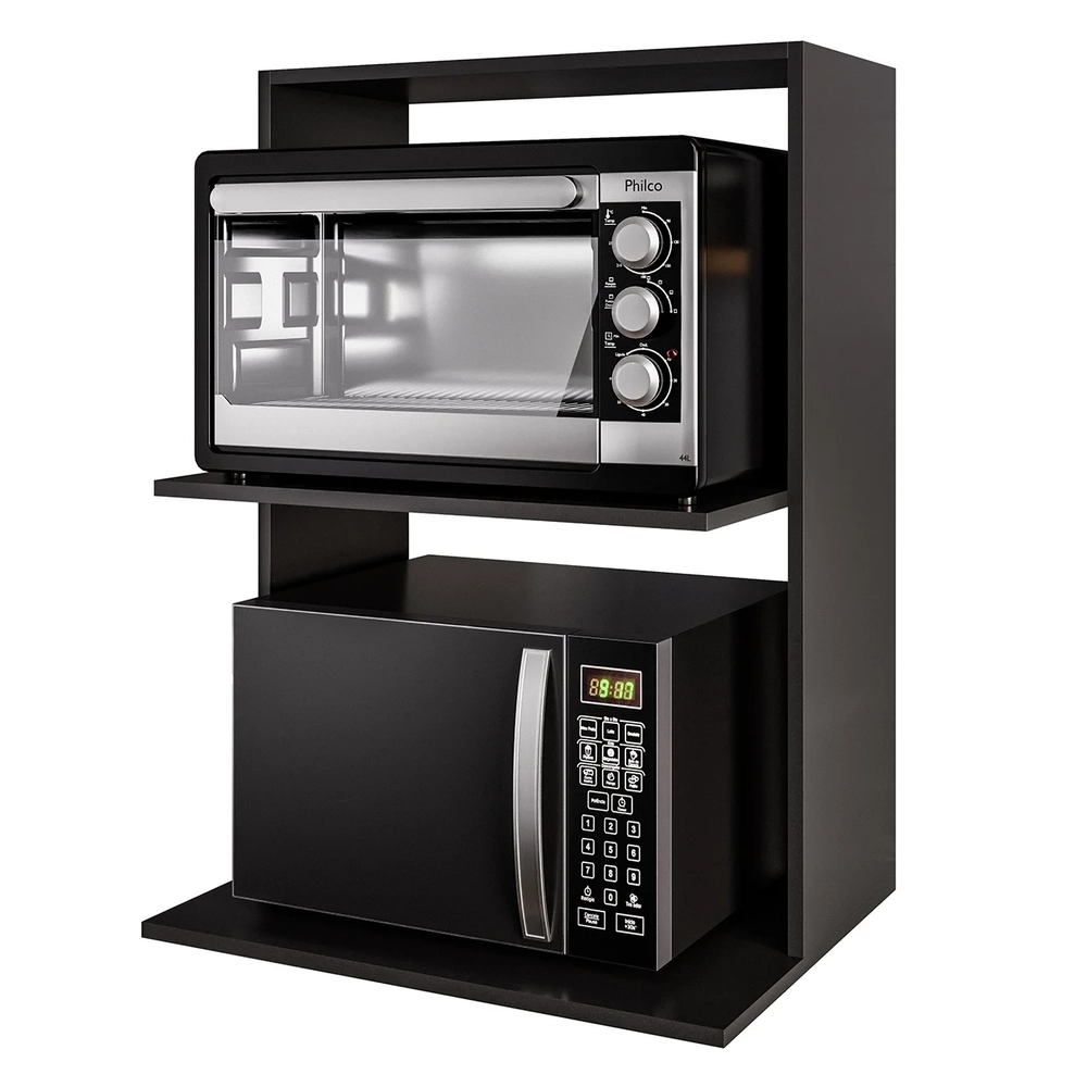 Suporte Micro-Ondas e Forno Armário Aéreo 60cm Turim Z34 Preto - Mpozenato