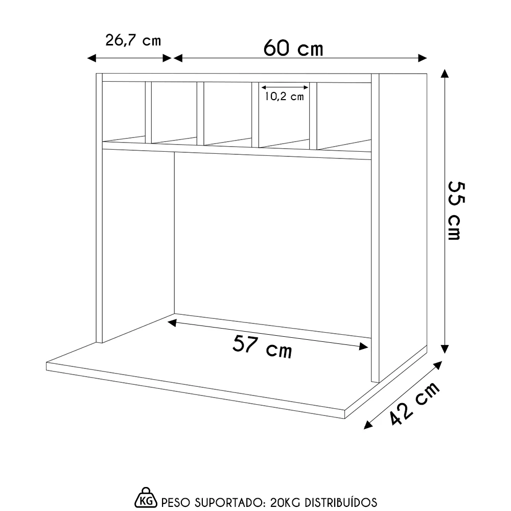 Suporte Micro-Ondas Forno Armário Aéreo com Adega 60cm Lótus Z34 Preto - Mpozenato