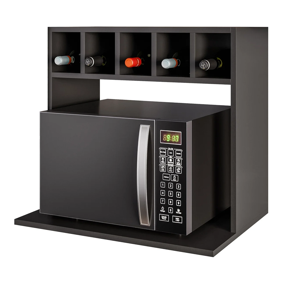 Suporte Micro-Ondas Forno Armário Aéreo com Adega 60cm Lótus Z34 Preto - Mpozenato