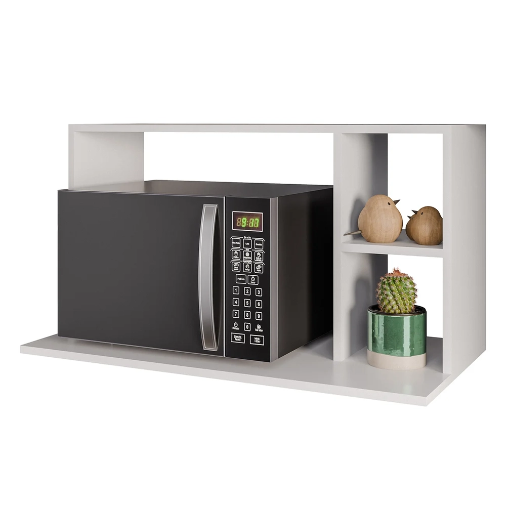 Suporte Micro-Ondas Forno Armário Aéreo 80cm 2 Prateleiras Maya Z34 Branco - Mpozenato