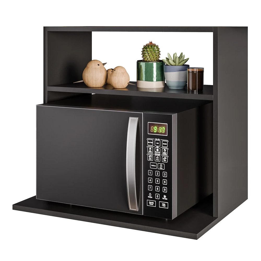 Suporte Micro-Ondas Forno Armário Aéreo 60cm 1 Prateleira Aura Z34 Preto - Mpozenato