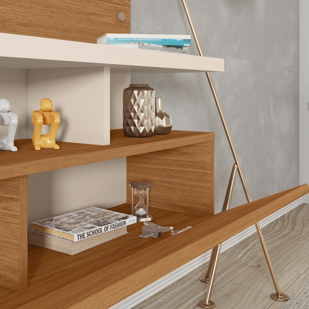 Painel para TV 55 Pol com Bancada Suspensa 136cm Brasil Freijó/Off White - Caemmun