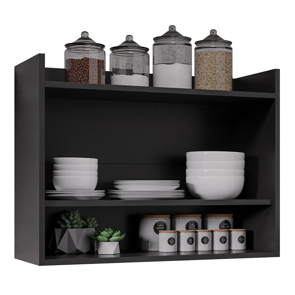 Armário de Cozinha Aéreo 71cm 2 Portas 1 Nicho Ceci Z34 Preto - Mpozenato