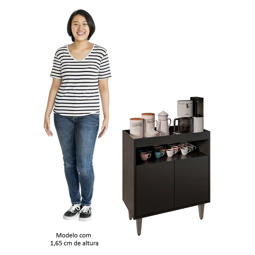 Balcão Aparador Buffet Cantinho do Café 71cm Lice Z34 Preto - Mpozenato