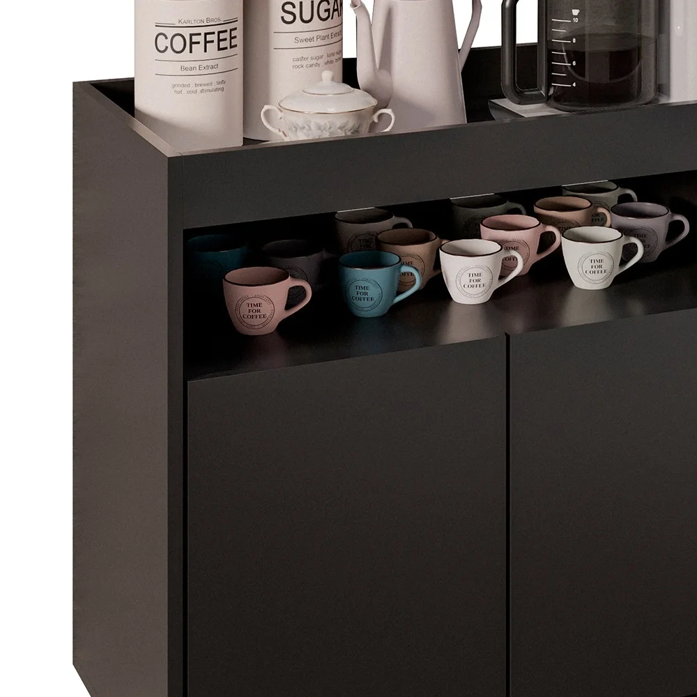 Balcão Aparador Buffet Cantinho do Café 71cm Lice Z34 Preto - Mpozenato