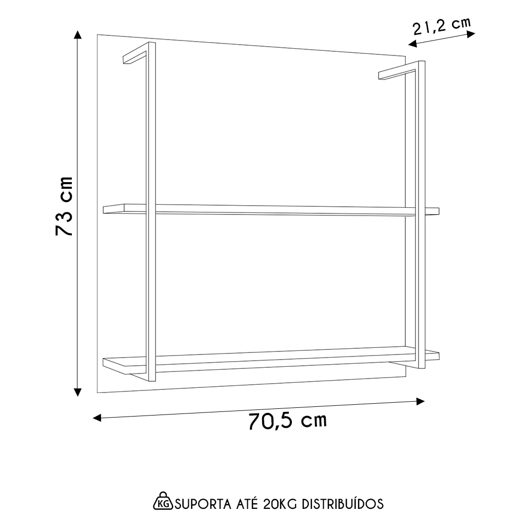 Prateleira Industrial Cozinha Dupla com Painel Flora Z34 Branco - Mpozenato