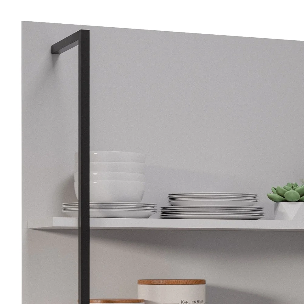 Prateleira Industrial Cozinha Dupla com Painel Flora Z34 Branco - Mpozenato