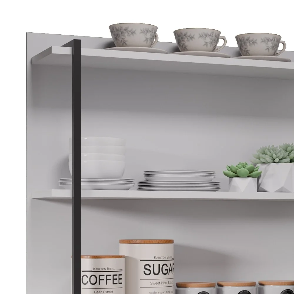 Prateleira Industrial Cozinha Tripla com Painel Flora Z34 Branco - Mpozenato