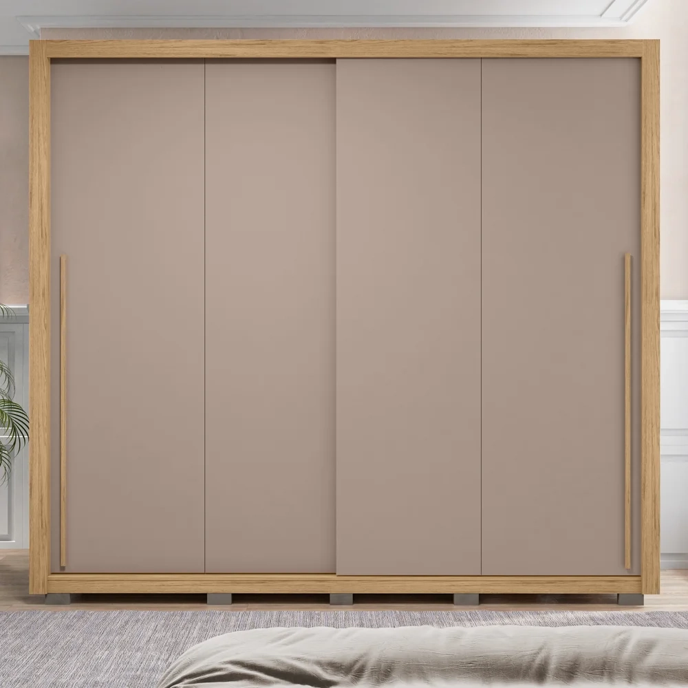 Guarda Roupa Casal 2 Portas de Correr 245cm Praticus Buriti/Fendi - Caemmun