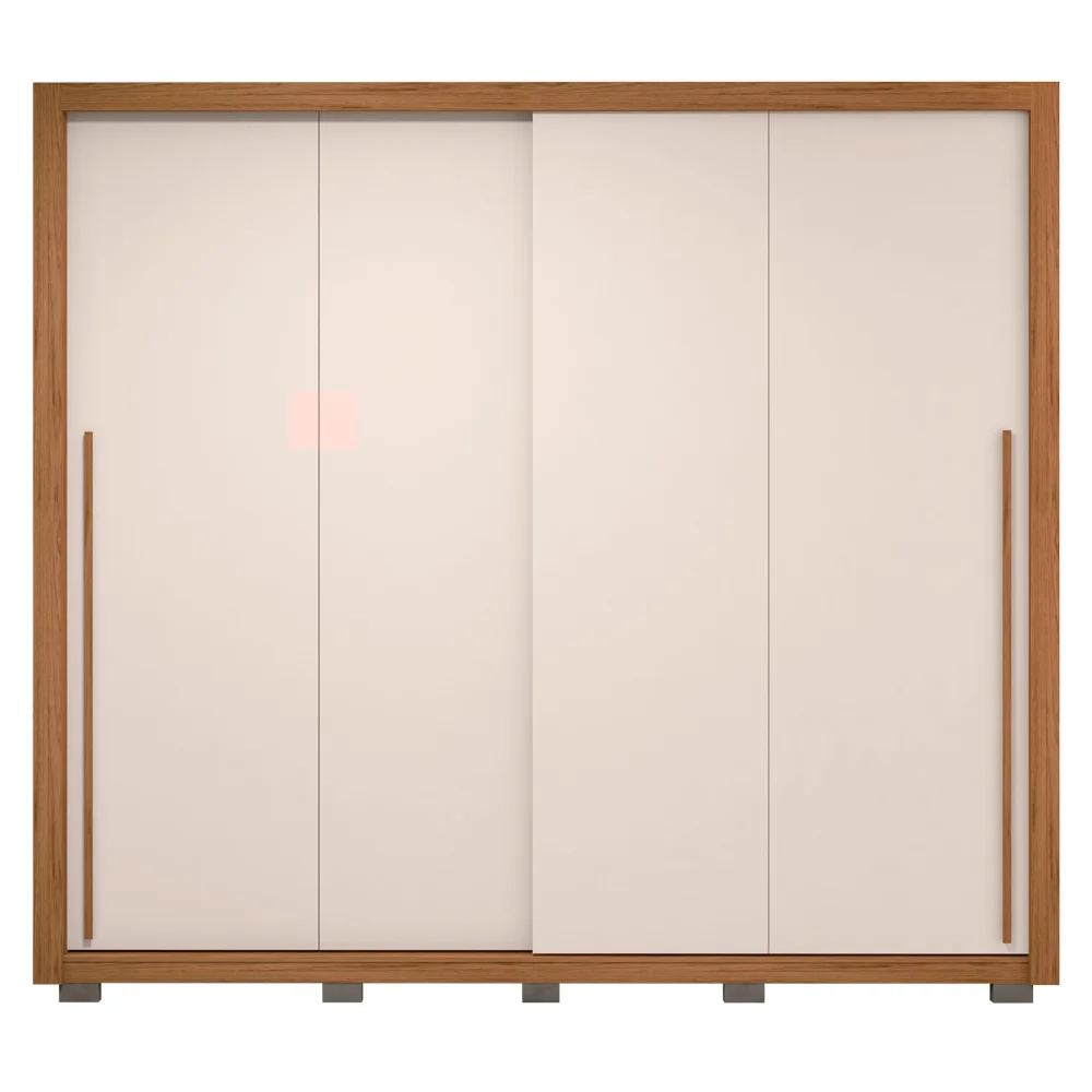 Guarda Roupa Casal 2 Portas de Correr 245cm Praticus Freijó/Off White - Caemmun