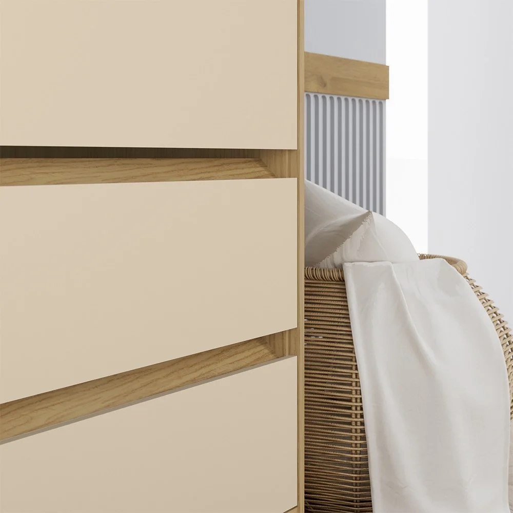 Cômoda para Quarto 3 Gavetas 90cm Califórnia Carvalho/Off White - Incorplac