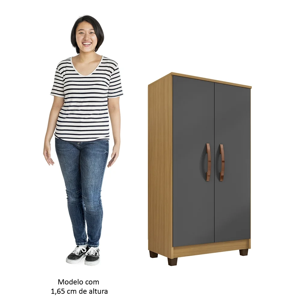 Armário Multiuso Organizador Lavanderia Olinda Carvalho/Grafite - Incorplac