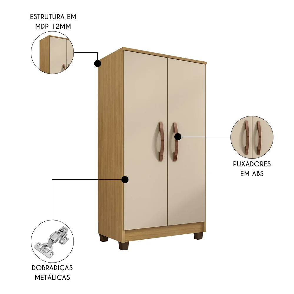 Armário Multiuso Organizador Lavanderia Olinda Carvalho/Off White - Incorplac