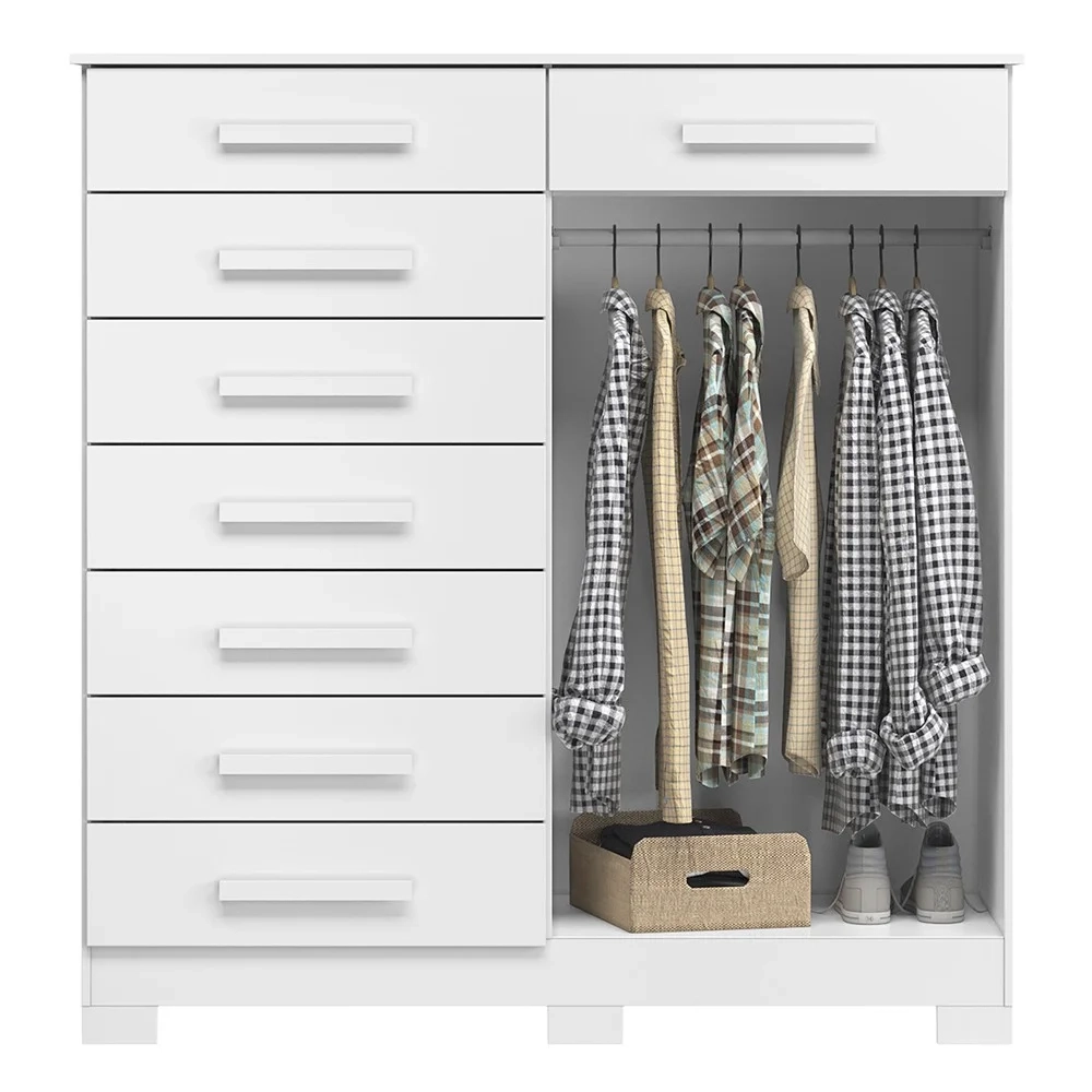 Cômoda Sapateira 8 Gavetas 2 Portas 125cm Verona Branco - Albatroz