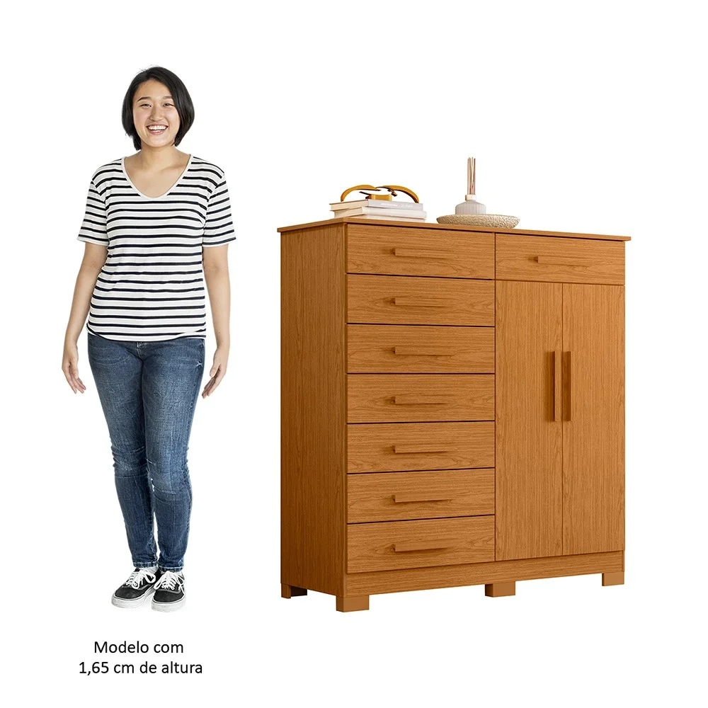 Cômoda Sapateira 8 Gavetas 2 Portas 125cm Verona Cinamomo - Albatroz