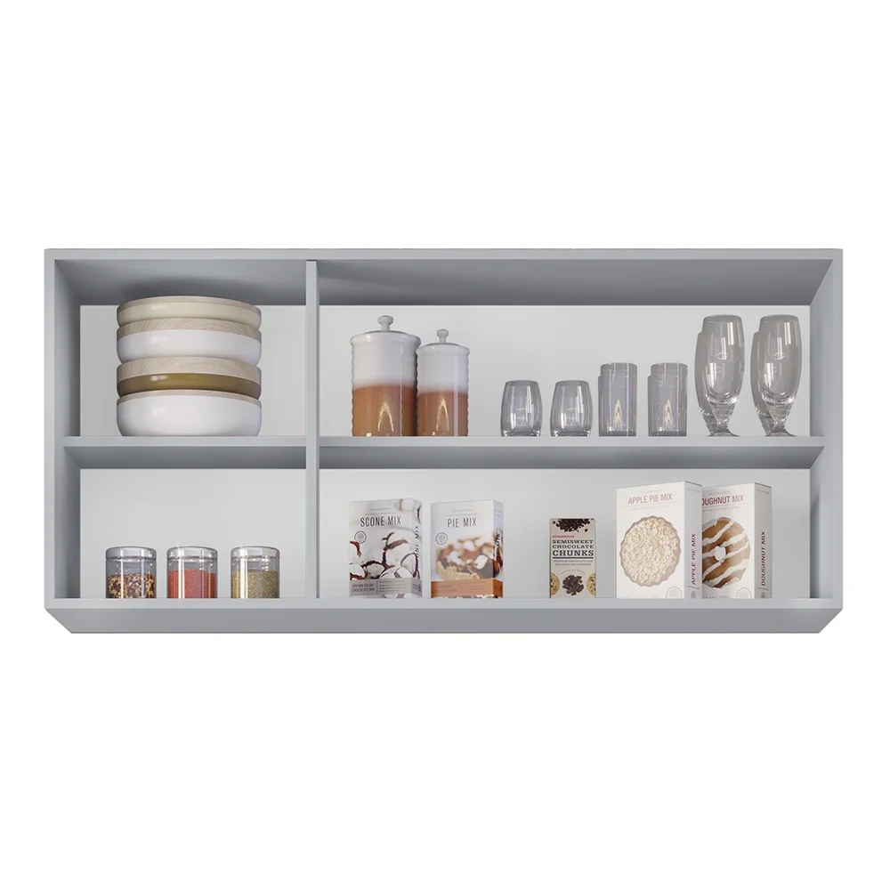 Armário de Cozinha Aéreo 120cm 3 Portas Virgínia Cinza Claro - Lumil