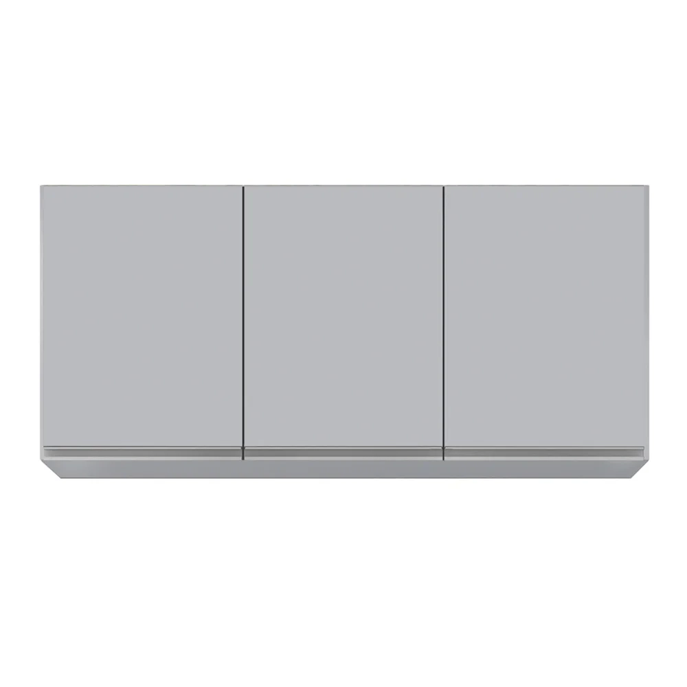 Armário de Cozinha Aéreo 120cm 3 Portas Virgínia Cinza Claro - Lumil