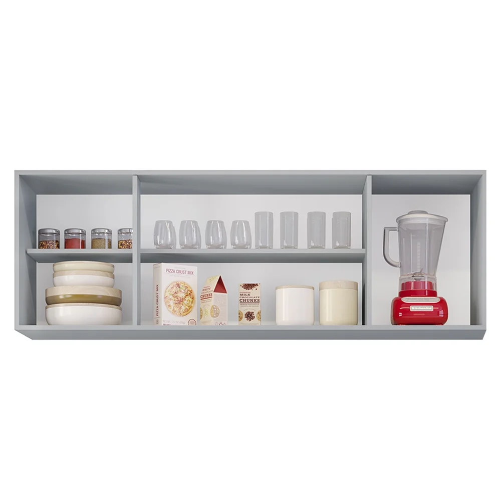 Armário de Cozinha Aéreo 160cm 4 Portas Nevada Cinza Claro - Lumil
