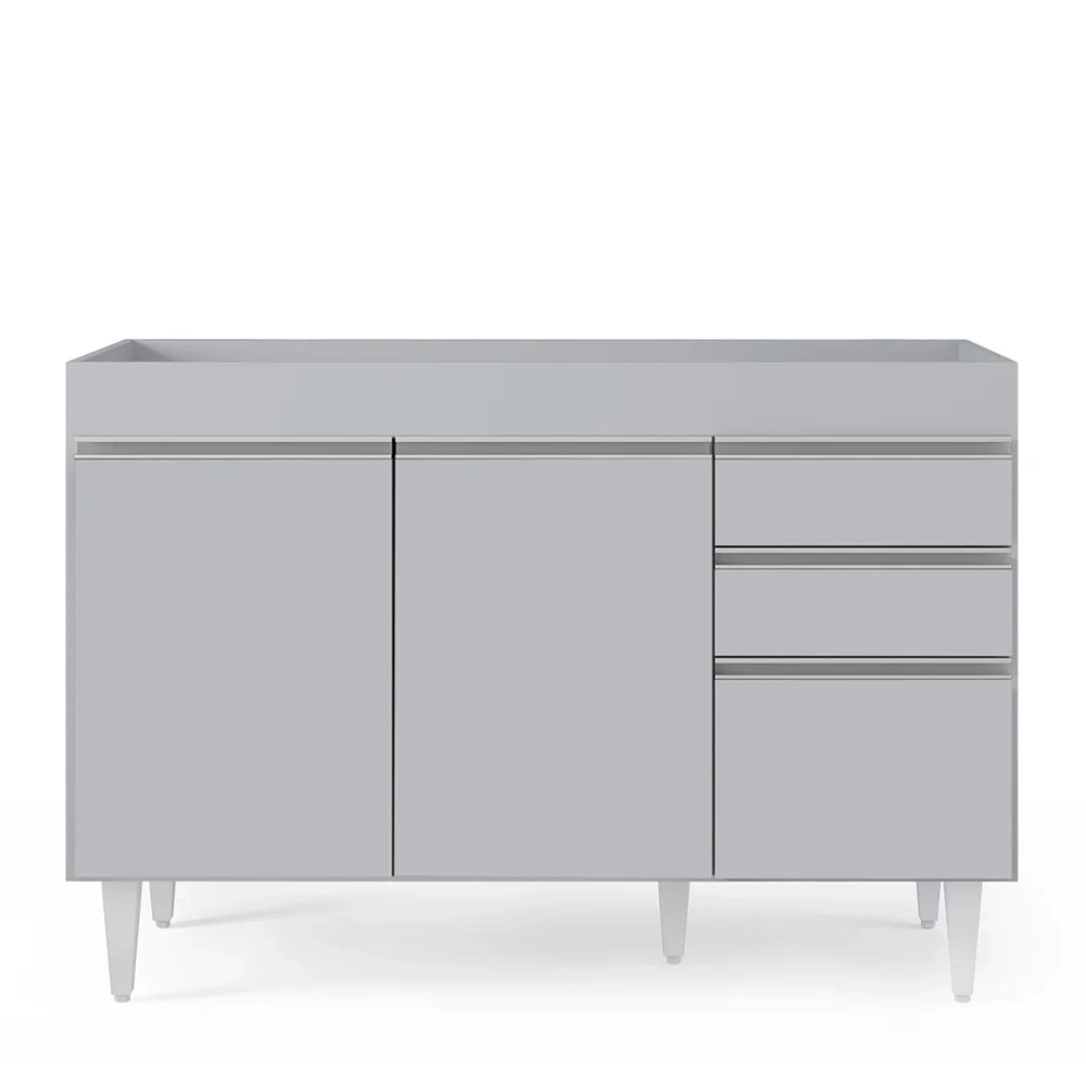 Balcão de Cozinha Para Pia 120cm 3 Portas Sem Tampo Michigan Cinza Claro - Lumil