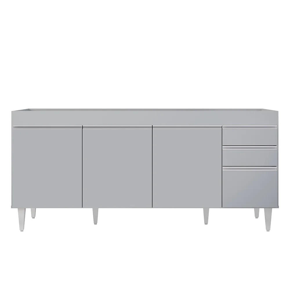 Balcão de Cozinha Para Pia 180cm 4 Portas Sem Tampo Dallas Cinza Claro - Lumil
