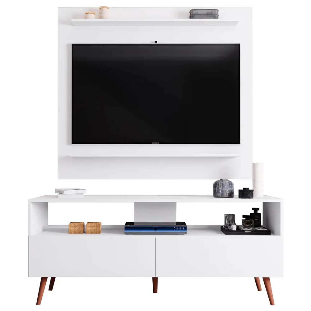 Painel para TV 50 Pol Senna e Rack Bancada 136cm Versa Z34 Branco - Mpozenato