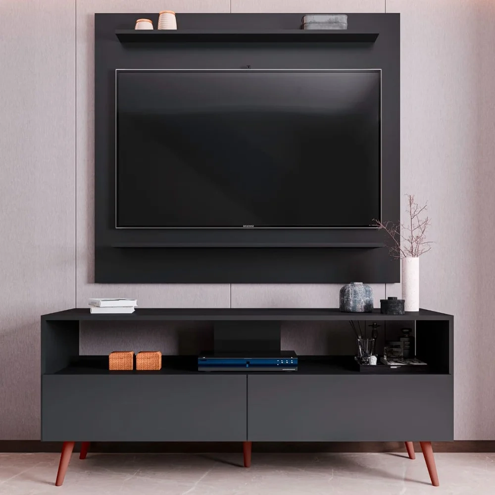 Painel para TV 50 Pol Senna e Rack Bancada 136cm Versa Z34 Preto - Mpozenato