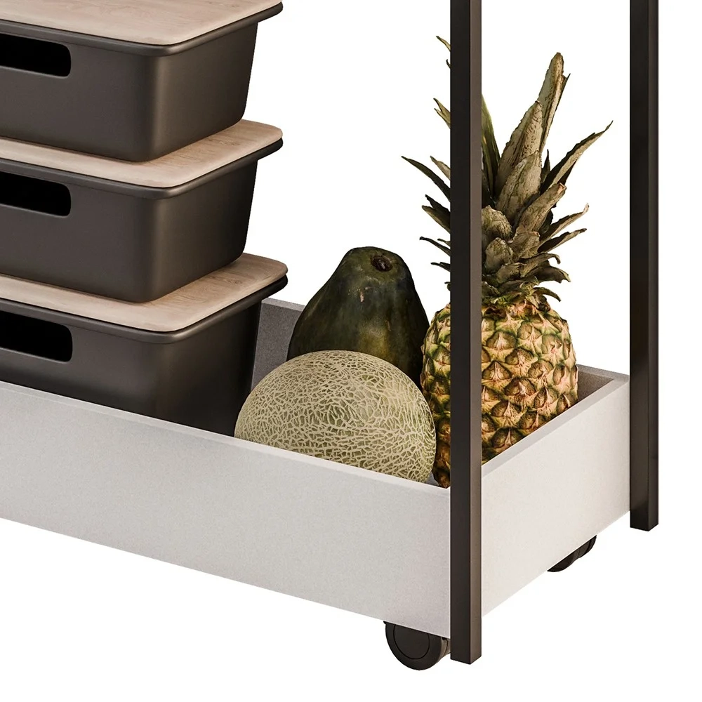 Carrinho Gourmet de Apoio Industrial 2 Prateleiras Sara Z34 Branco/Preto - Mpozenato