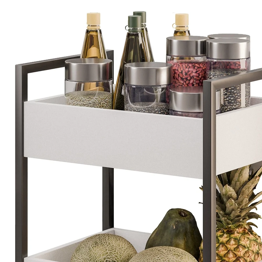 Carrinho Gourmet de Apoio Industrial 3 Prateleiras Liss Z34 Branco/Preto - Mpozenato