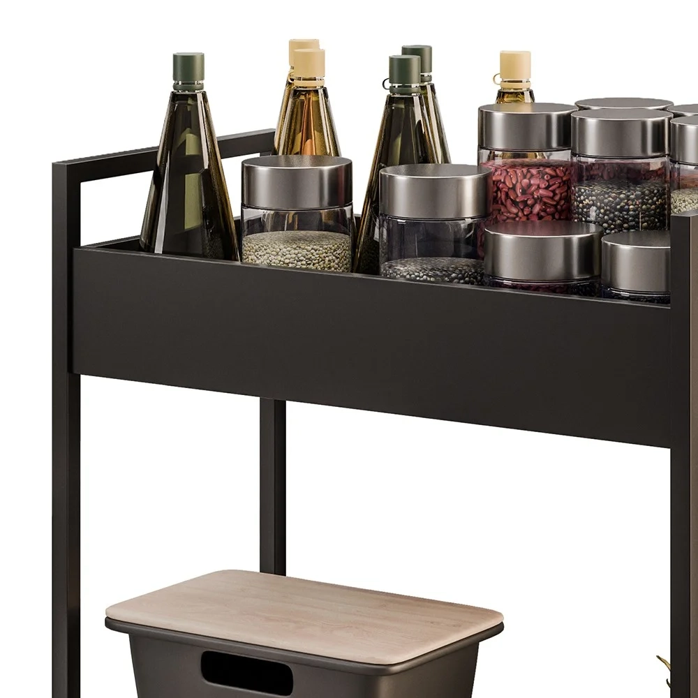 Carrinho Gourmet de Apoio Industrial 2 Prateleiras Sara Z34 Preto - Mpozenato