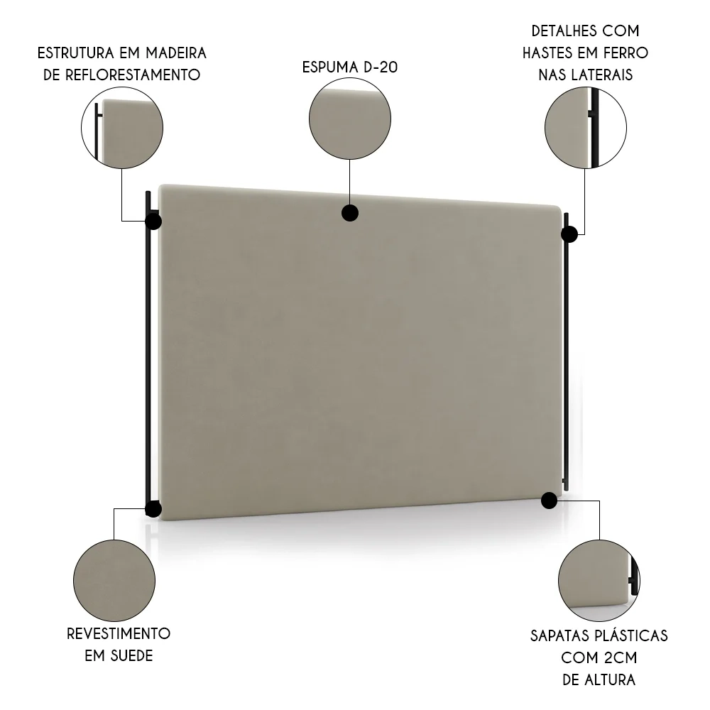 Cabeceira Cama Box Casal Queen 160cm Oscar Z37 Suede Bege - Mpozenato