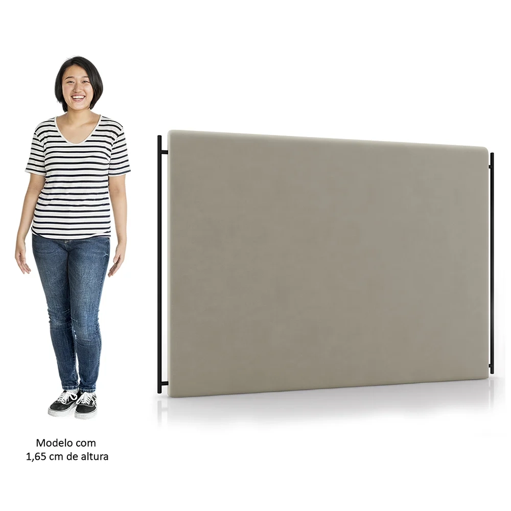 Cabeceira Cama Box Casal King 195cm Oscar Z37 Suede Bege - Mpozenato