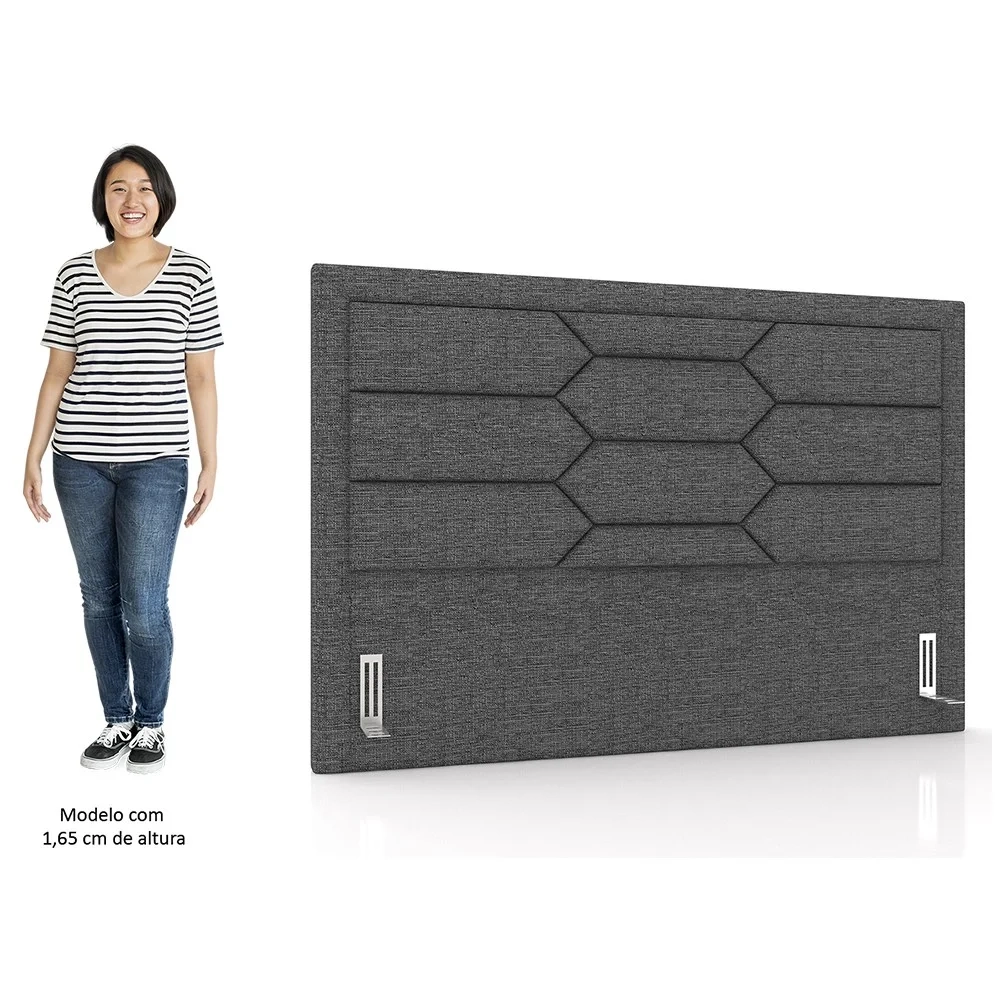 Cabeceira Cama Box Casal Queen 160cm Texas Z37 Linho Cinza Escuro - Mpozenato