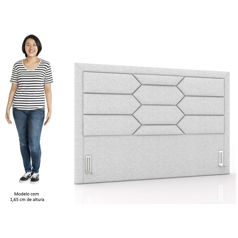 Cabeceira Cama Box Casal Queen 160cm Texas Z37 Linho Cinza Claro - Mpozenato