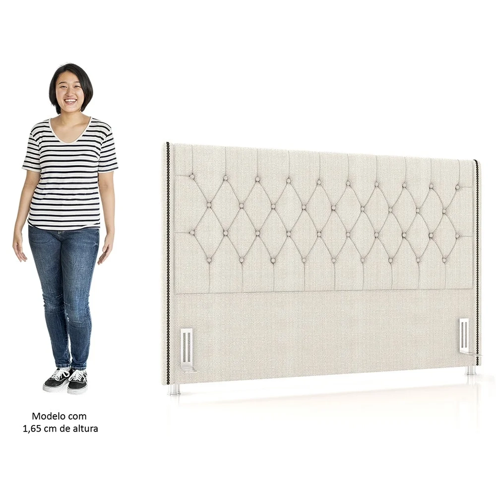 Cabeceira Cama Box Solteiro 90cm Florenza Z37 Linho Creme - Mpozenato