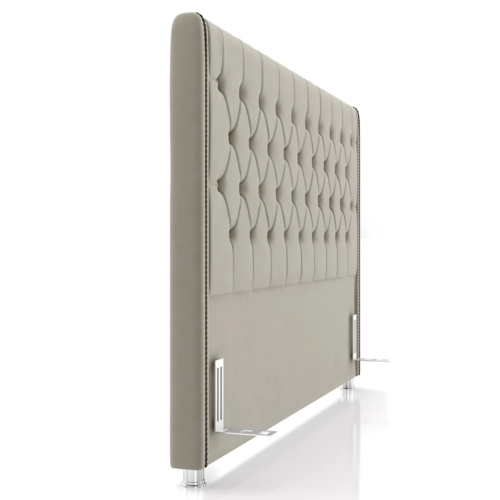 Cabeceira Cama Box Solteiro 90cm Florenza Z37 Veludo Bege - Mpozenato