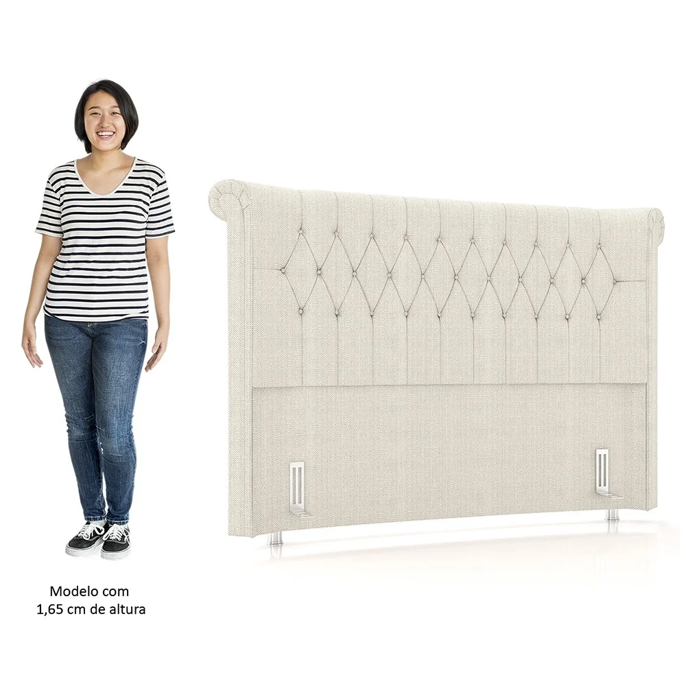 Cabeceira Cama Box Casal 140cm Dust Z37 Linho Creme - Mpozenato