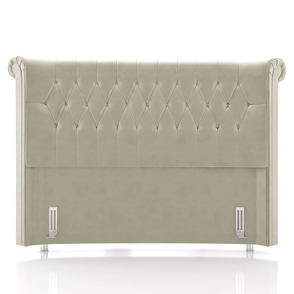 Cabeceira Cama Box Solteiro 98cm Dust Z37 Veludo Bege - Mpozenato