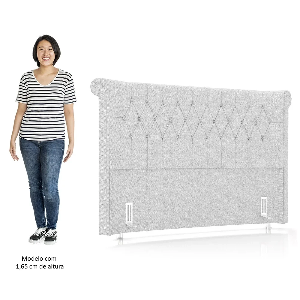 Cabeceira Cama Box Casal King 195cm Dust Z37 Linho Cinza Claro - Mpozenato