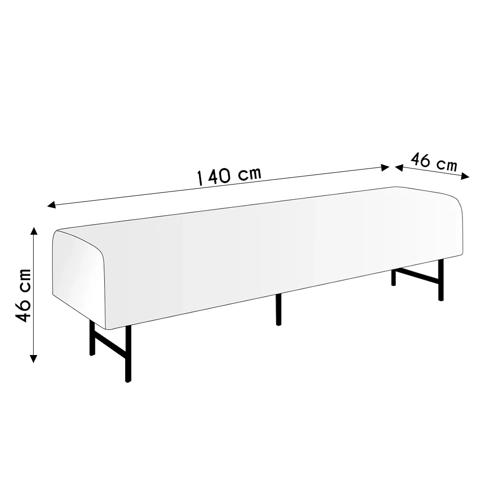 Puff Recamier Decorativo Pés em Ferro 140cm Dublin Z37 Veludo Bege - Mpozenato