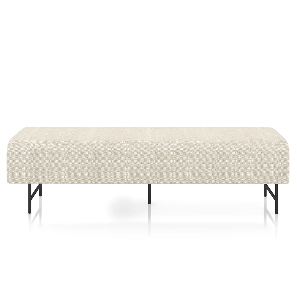 Puff Recamier Decorativo Pés em Ferro 140cm Dublin Z37 Linho Creme - Mpozenato